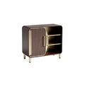 Modern Retro Style Wooden Storage Cabinet with Shelves and Gold Accents